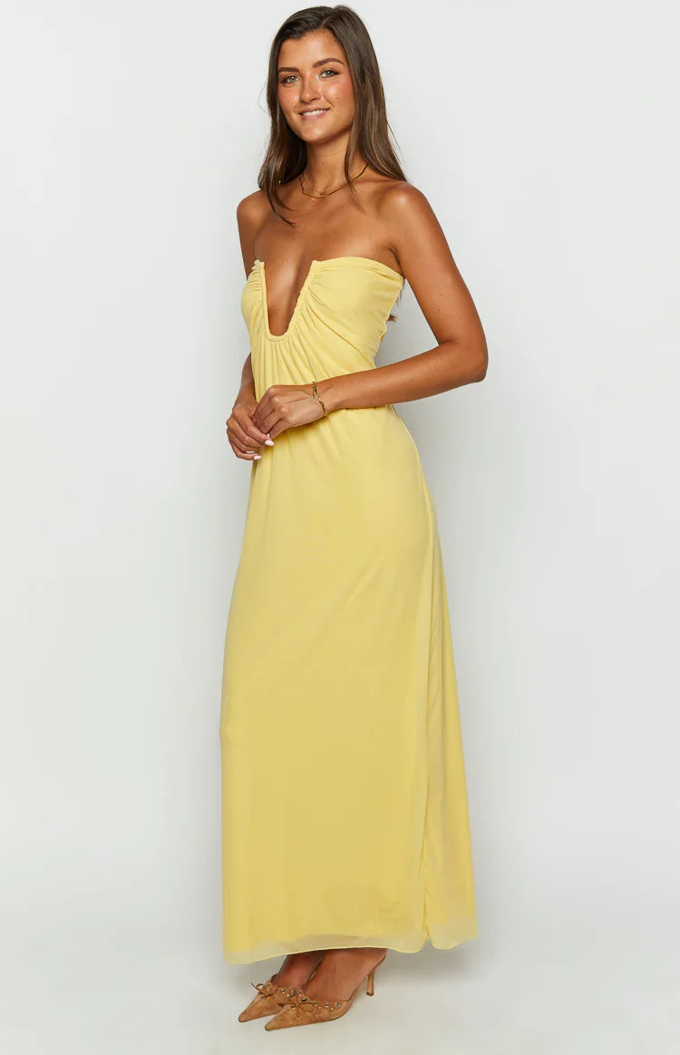 Braelyn Silk Strapless Maxi Dress