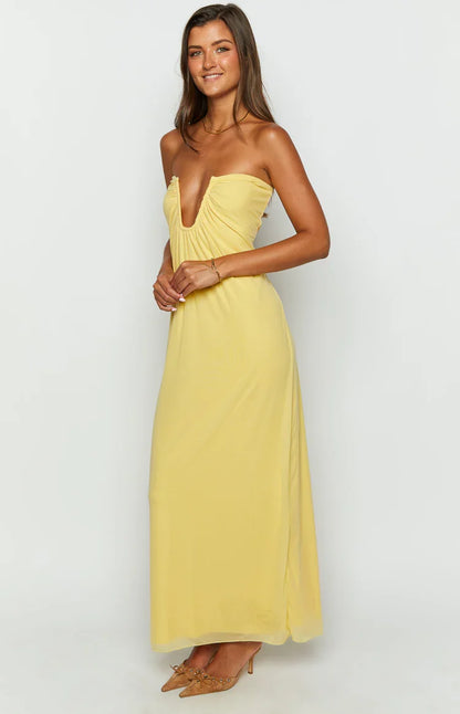 Braelyn Silk Strapless Maxi Dress
