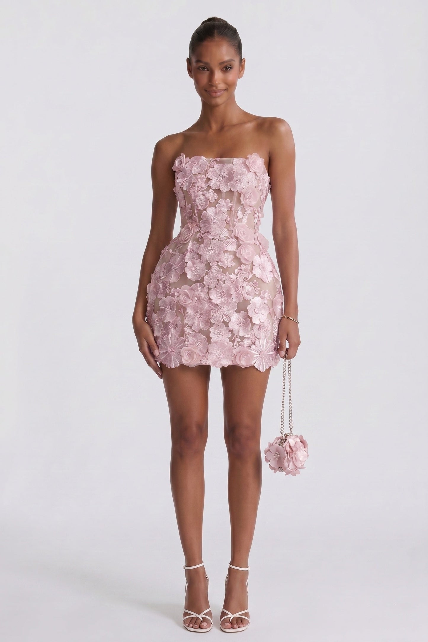 As Picture:Light Blue/Nude Margot Lace Sheath Mini Dress