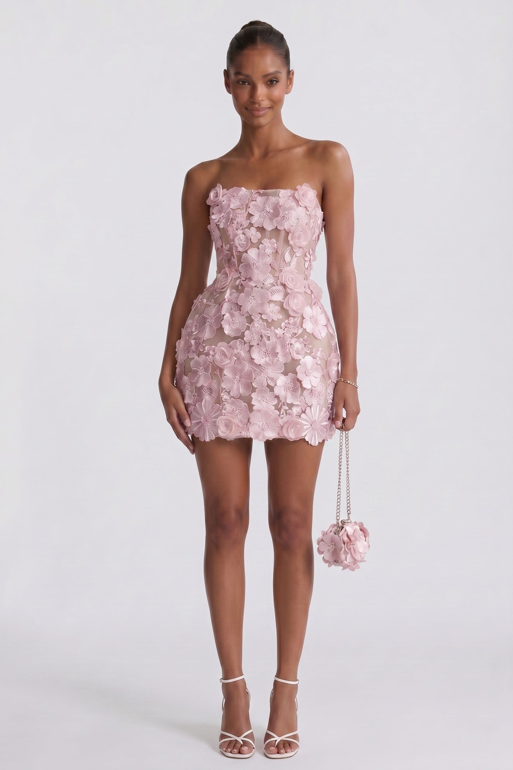 As Picture:Pink/Nude Margot Lace Sheath Mini Dress