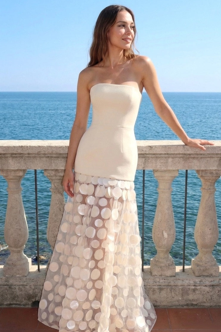Line Maxi Elastic Cloth Tulle Wedding Guest Dress CG0325 Arabella Lace Tea Length Dress