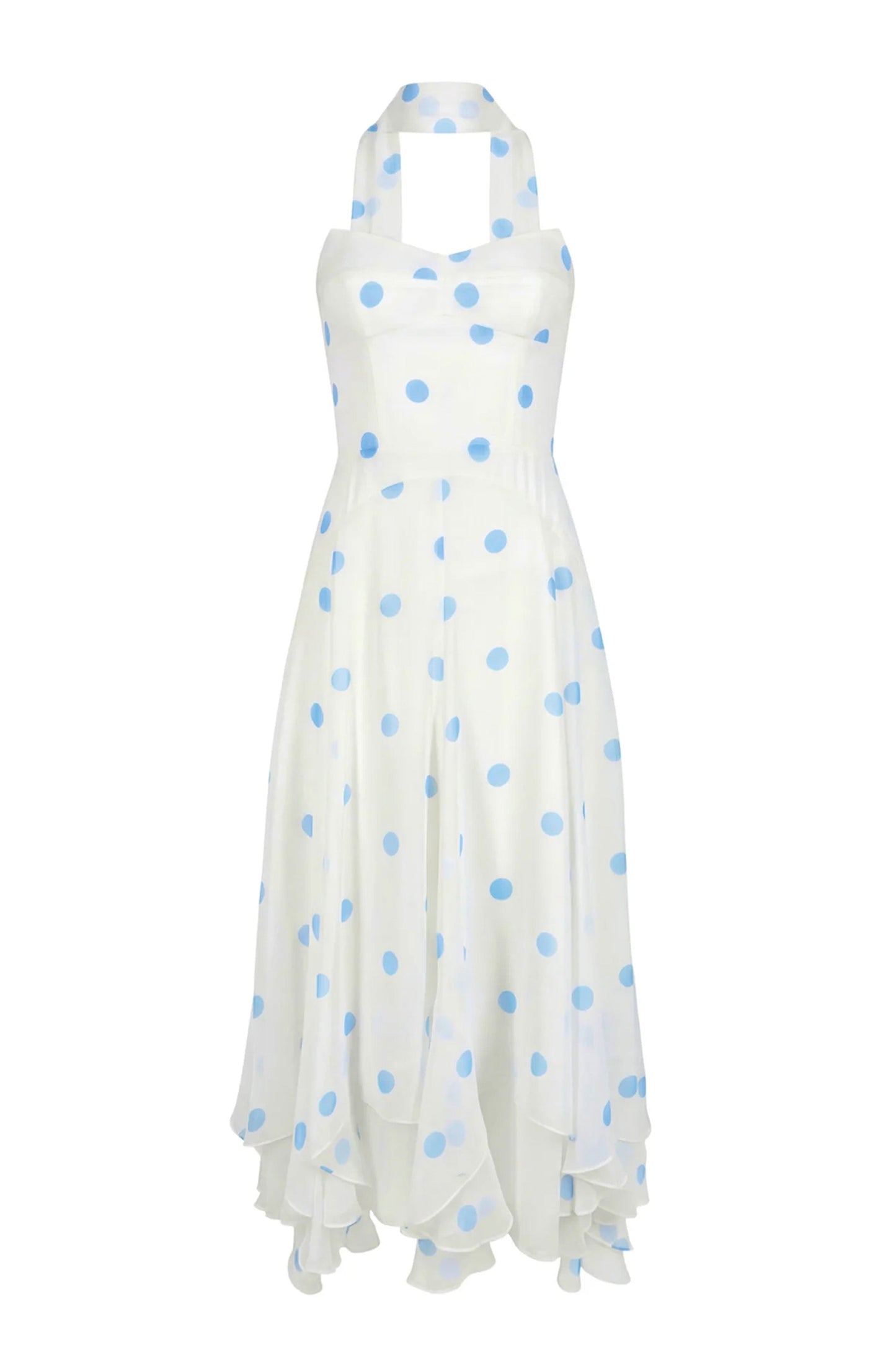 Polka Dot Monterey Linen Dress with Scarf