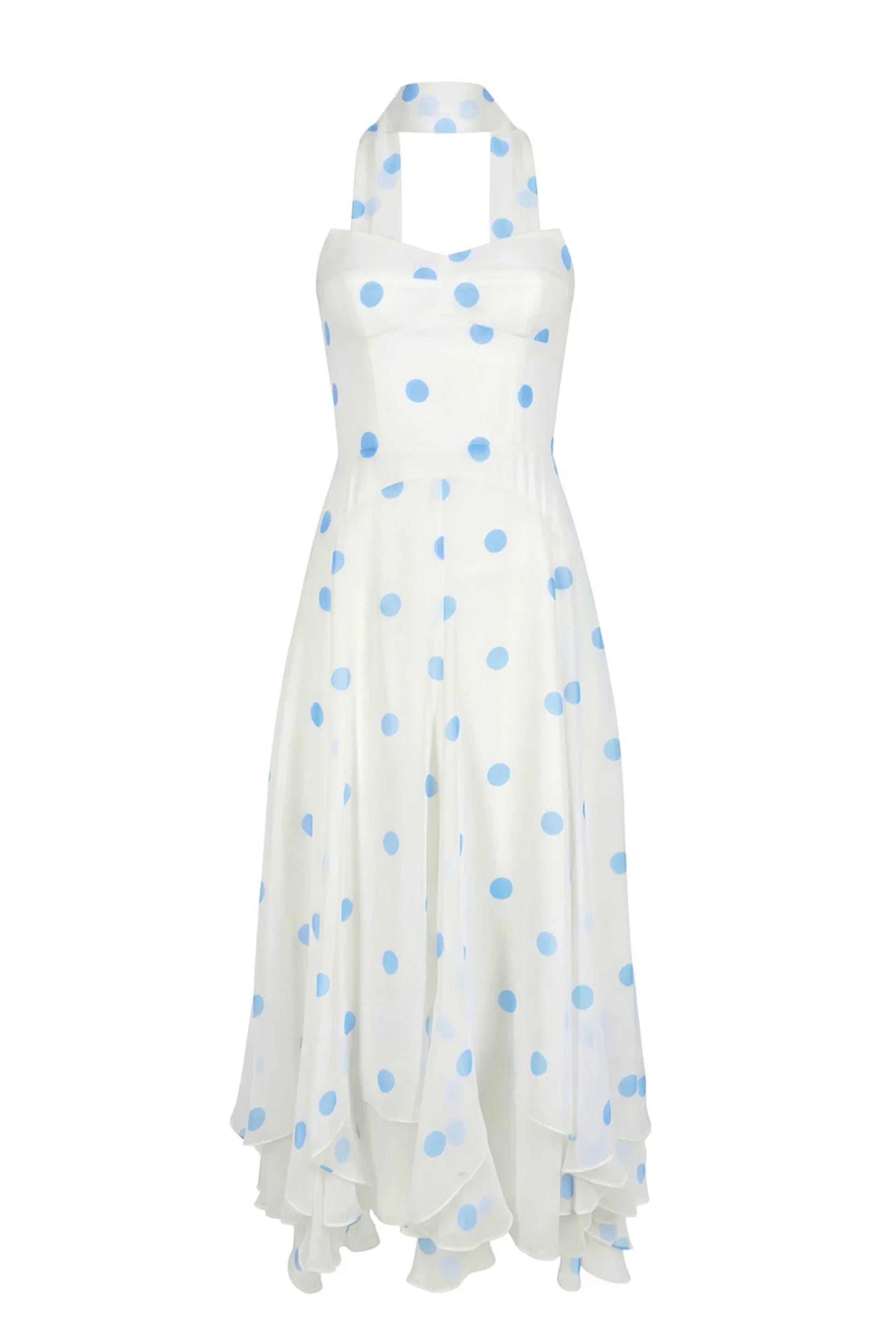 Polka Dot Monterey Linen Dress with Scarf