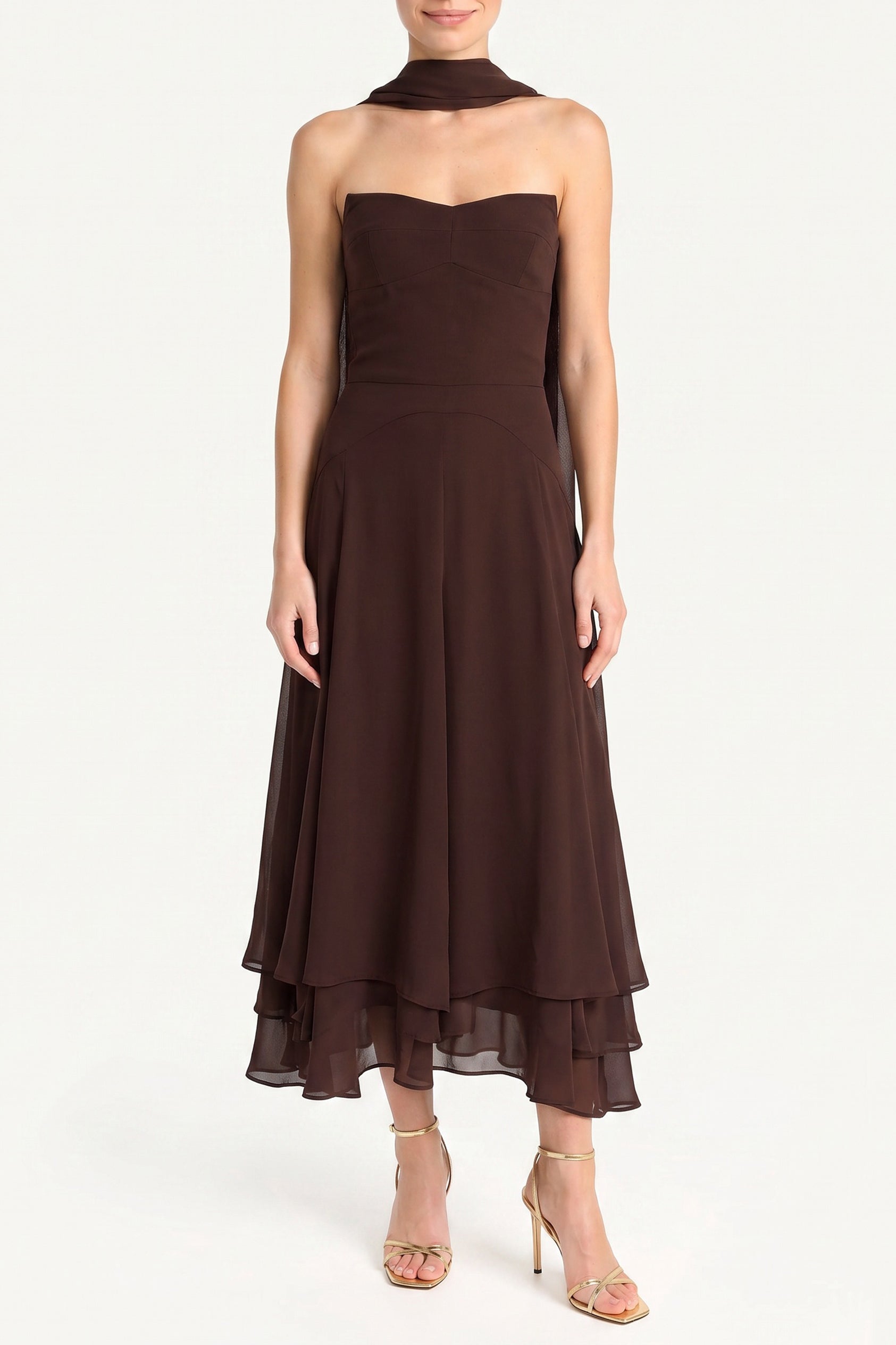 Endive Multi Monterey Linen Dress with Scarf