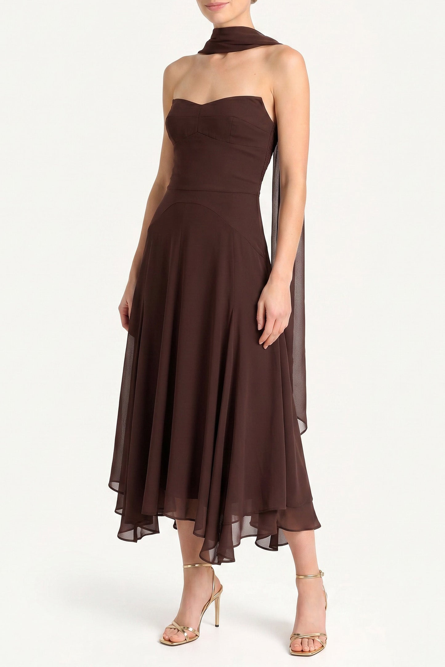 Endive Multi Monterey Linen Dress with Scarf