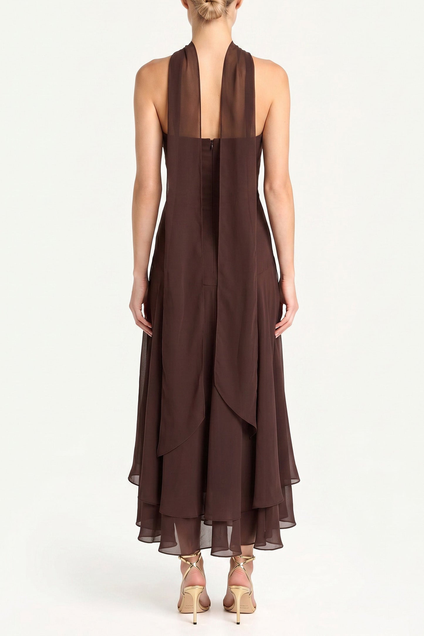 Endive Multi Monterey Linen Dress with Scarf