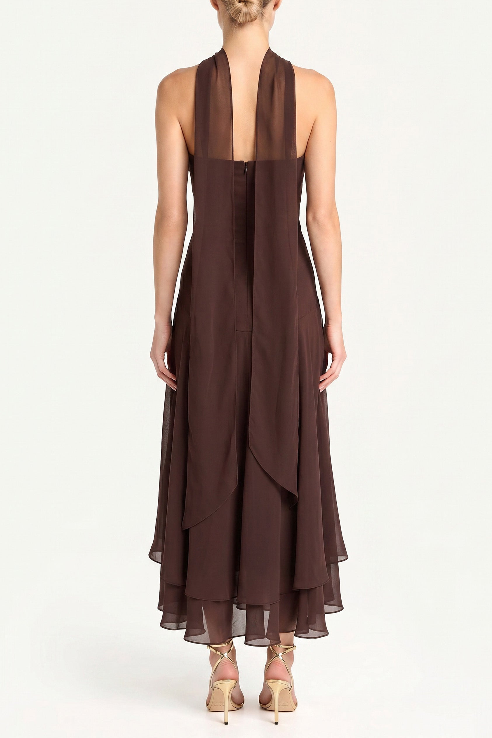 Endive Multi Monterey Linen Dress with Scarf