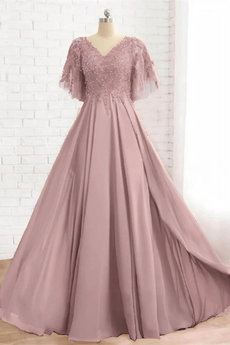 Line Floor Length Chiffon Mother Dress CM0079 Arabella Lace Tea Length Dress