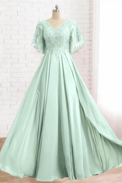 Line Floor Length Chiffon Mother Dress CM0079 Arabella Lace Tea Length Dress