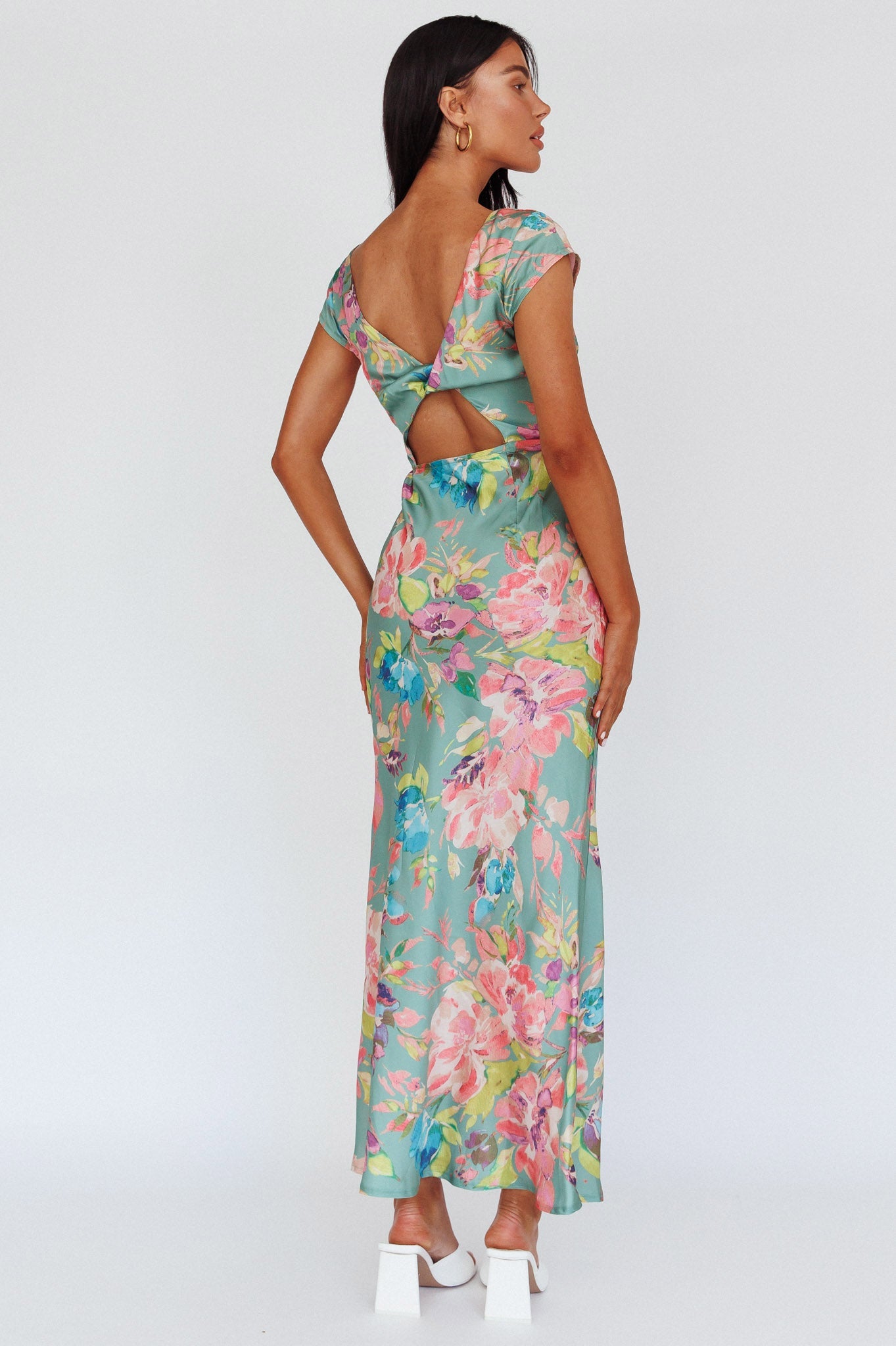 Lucinda Floral Midi Dress in Olive