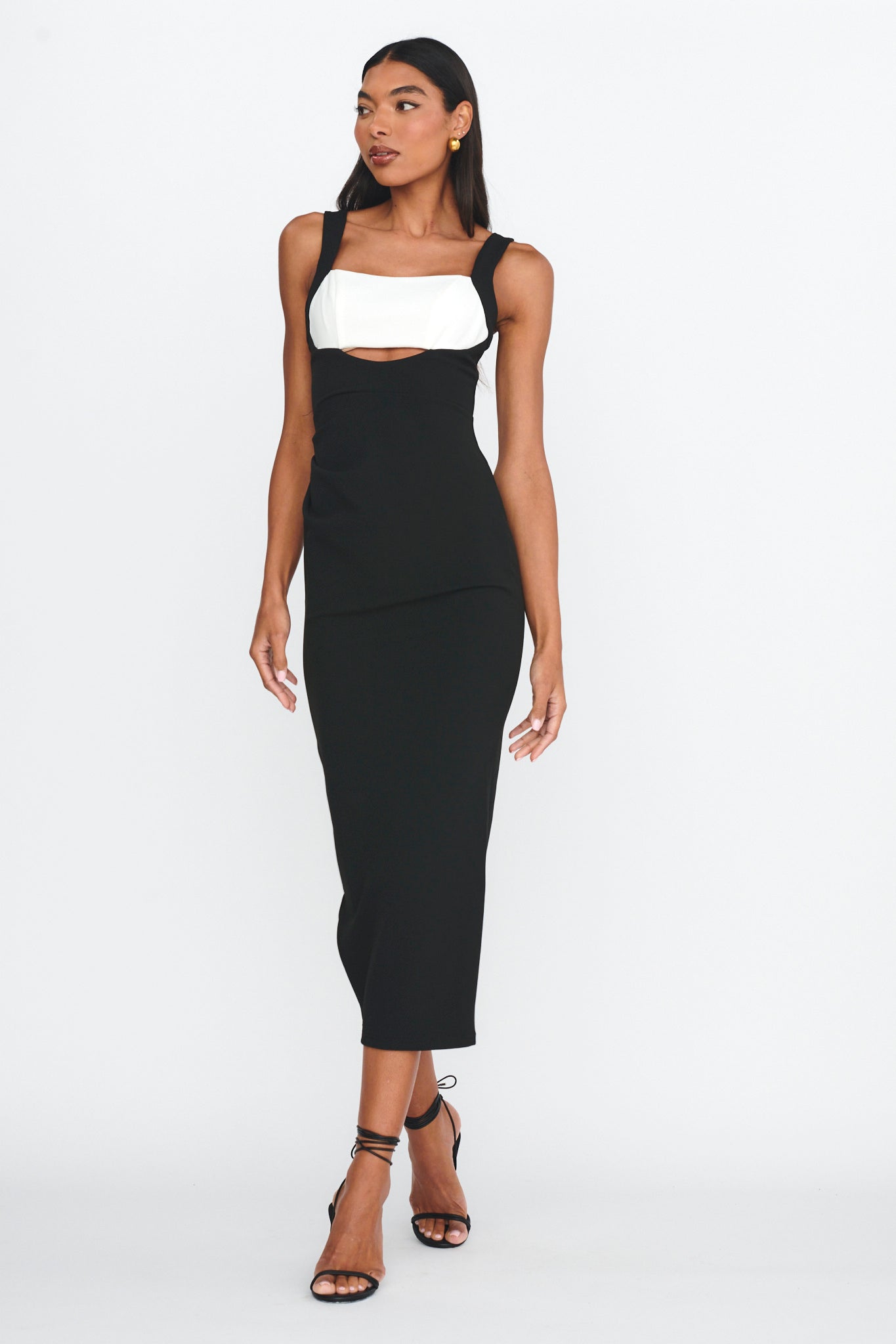 Out Midi Dress Black Vivienne Cut-Out Ruched Midi Dress