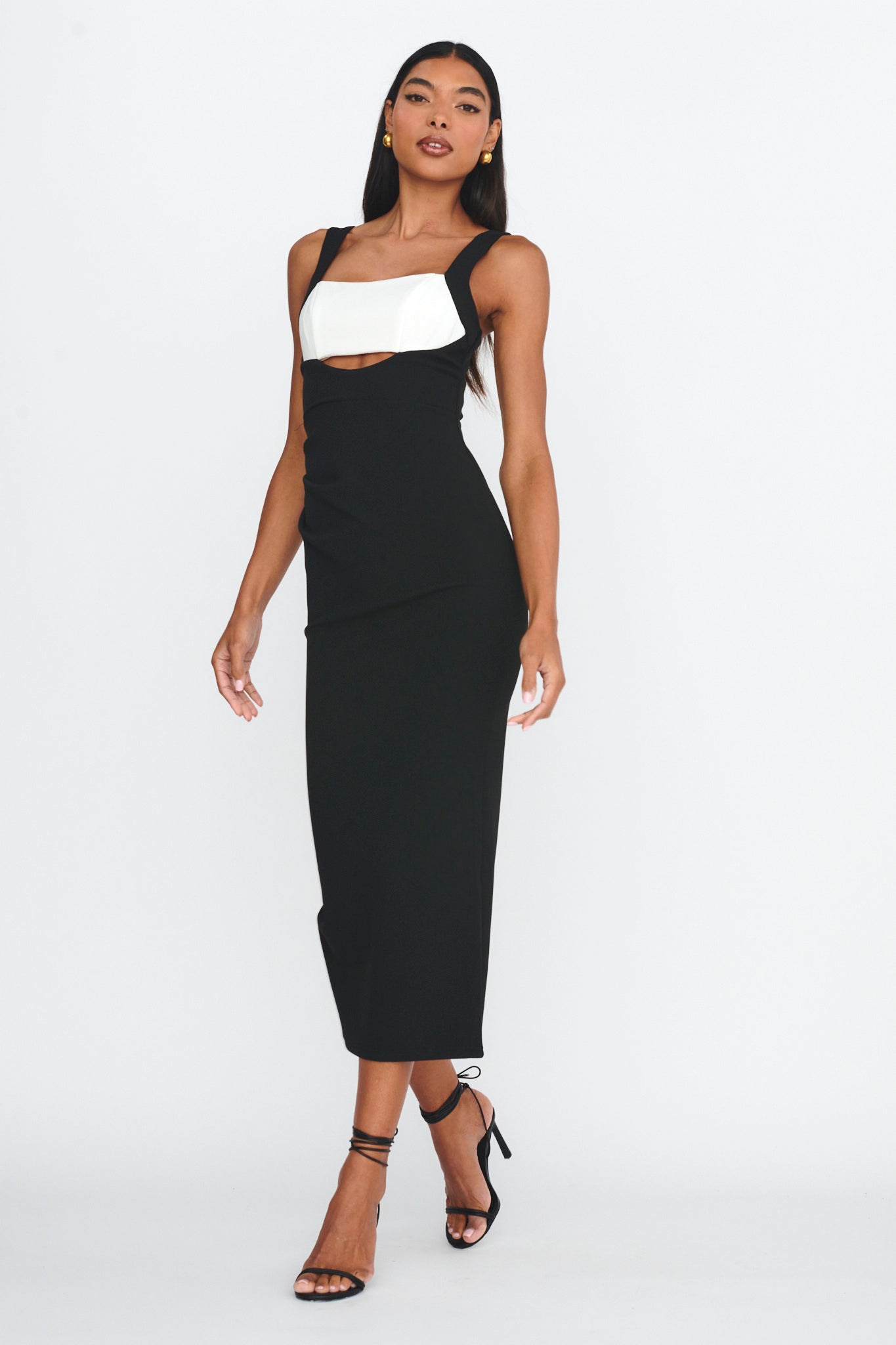 Out Midi Dress Black Vivienne Cut-Out Ruched Midi Dress