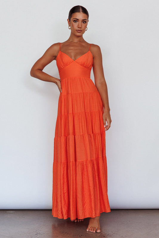 Margot Cami Strap Maxi Dress in Tangerine