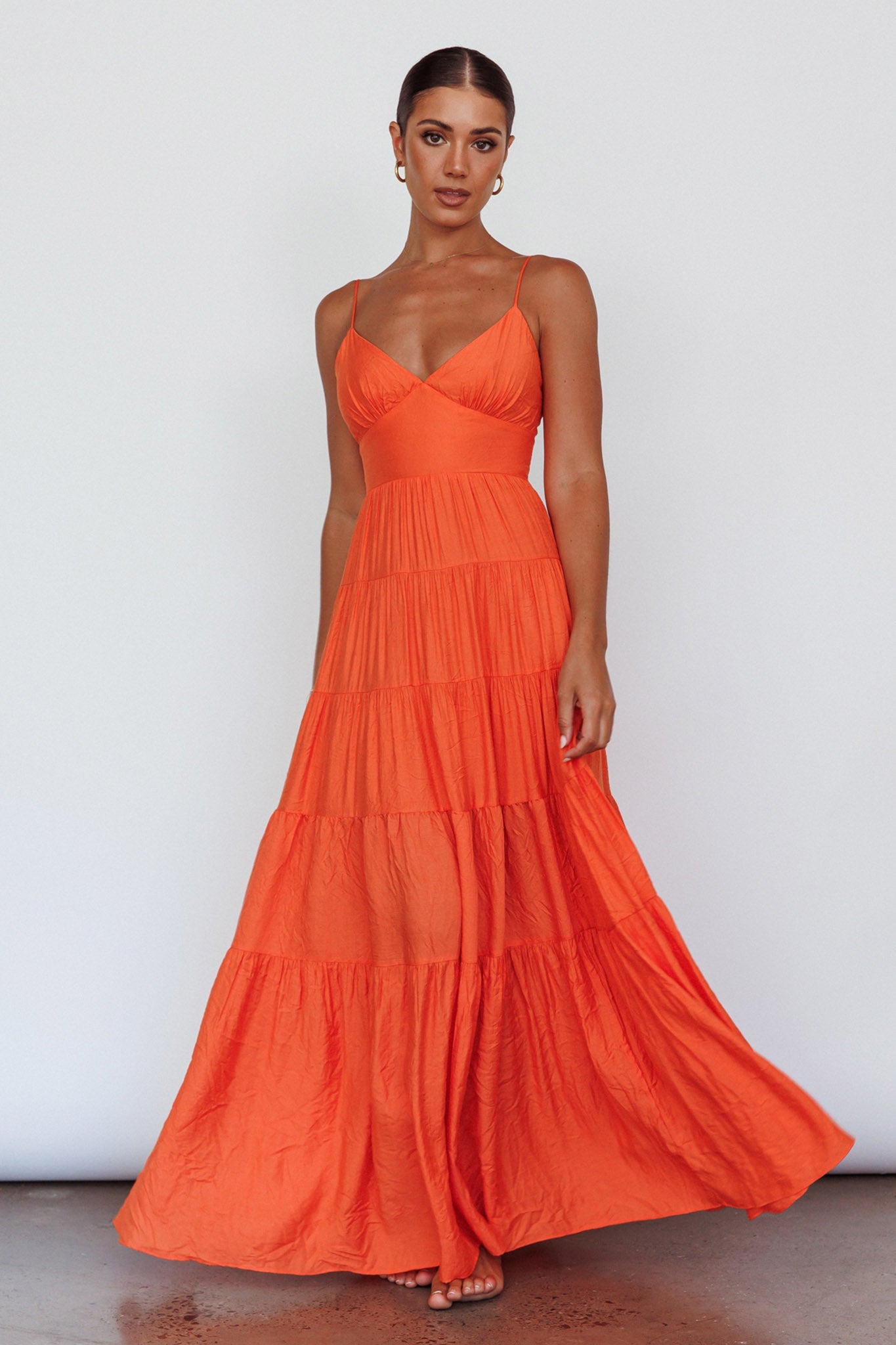Margot Cami Strap Maxi Dress in Tangerine