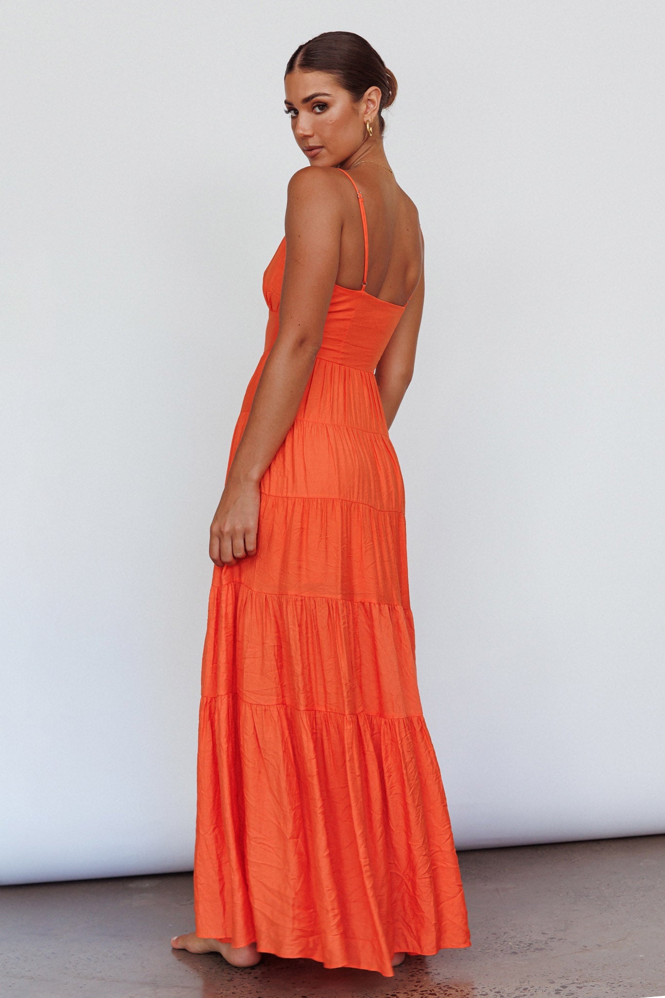 Margot Cami Strap Maxi Dress in Tangerine