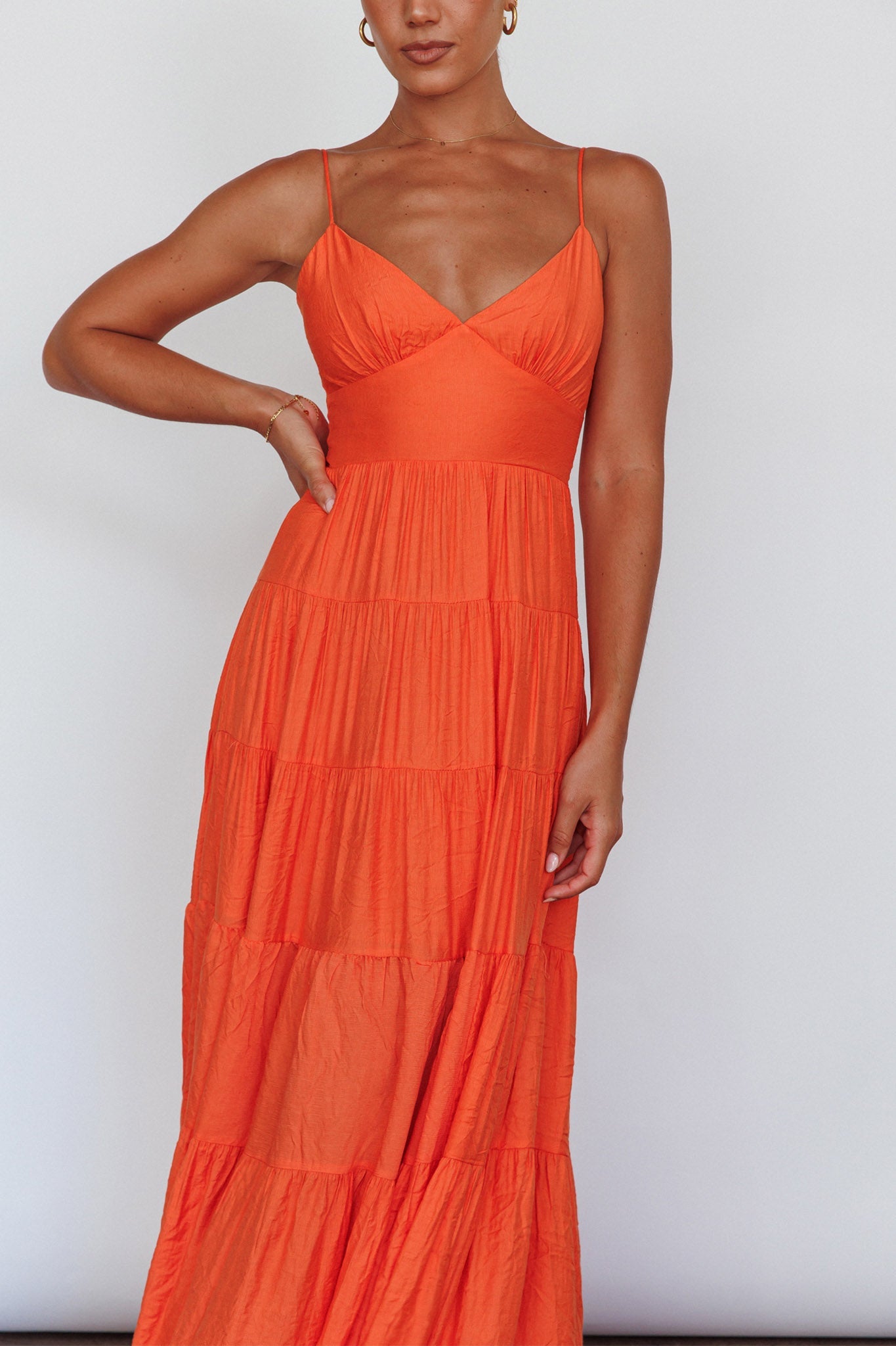 Margot Cami Strap Maxi Dress in Tangerine