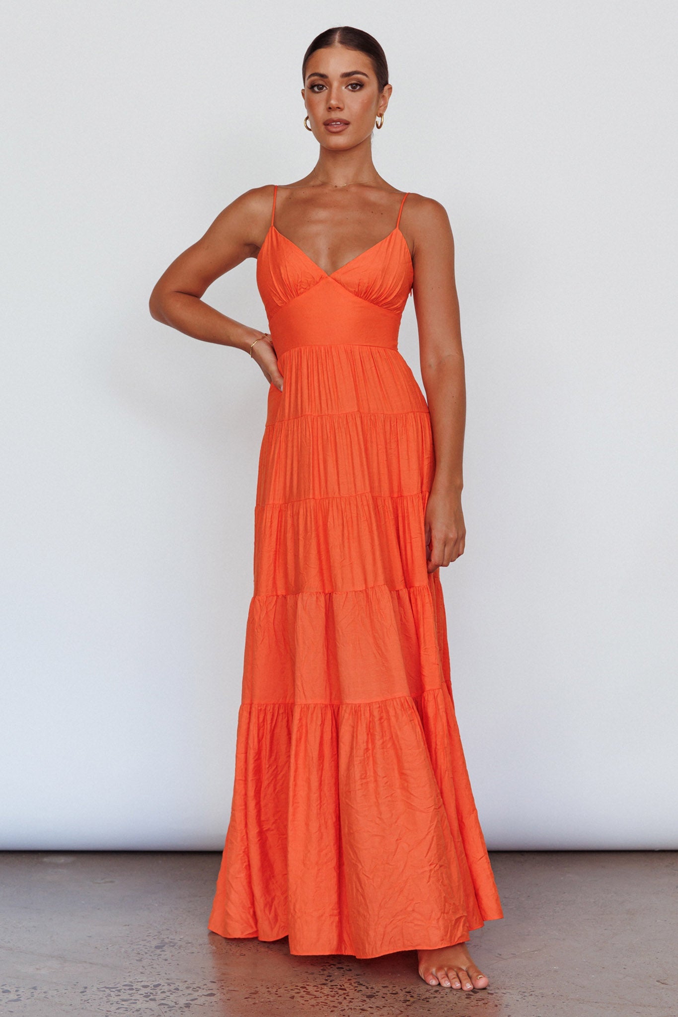 Margot Cami Strap Maxi Dress in Tangerine