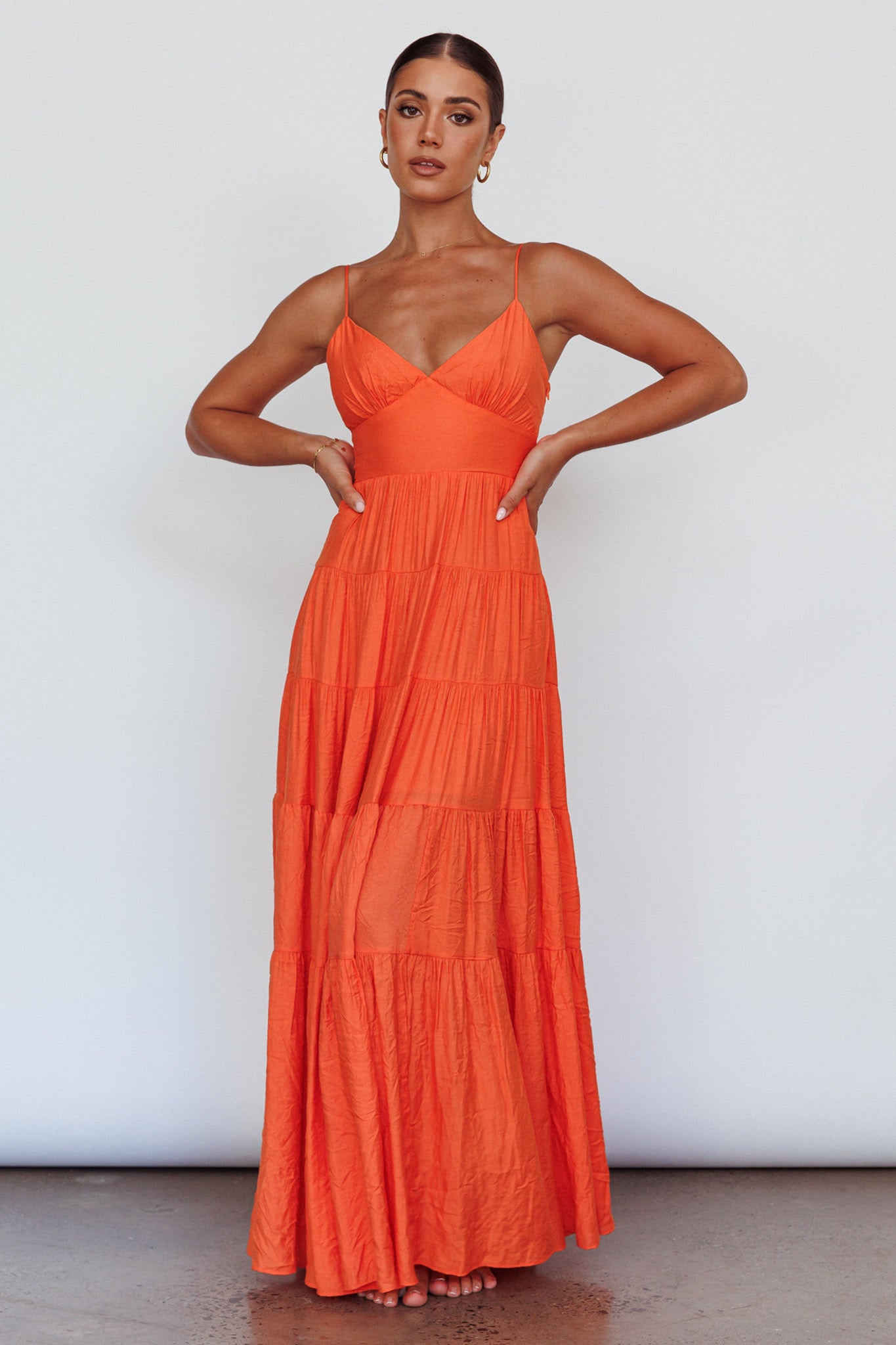 Margot Cami Strap Maxi Dress in Tangerine