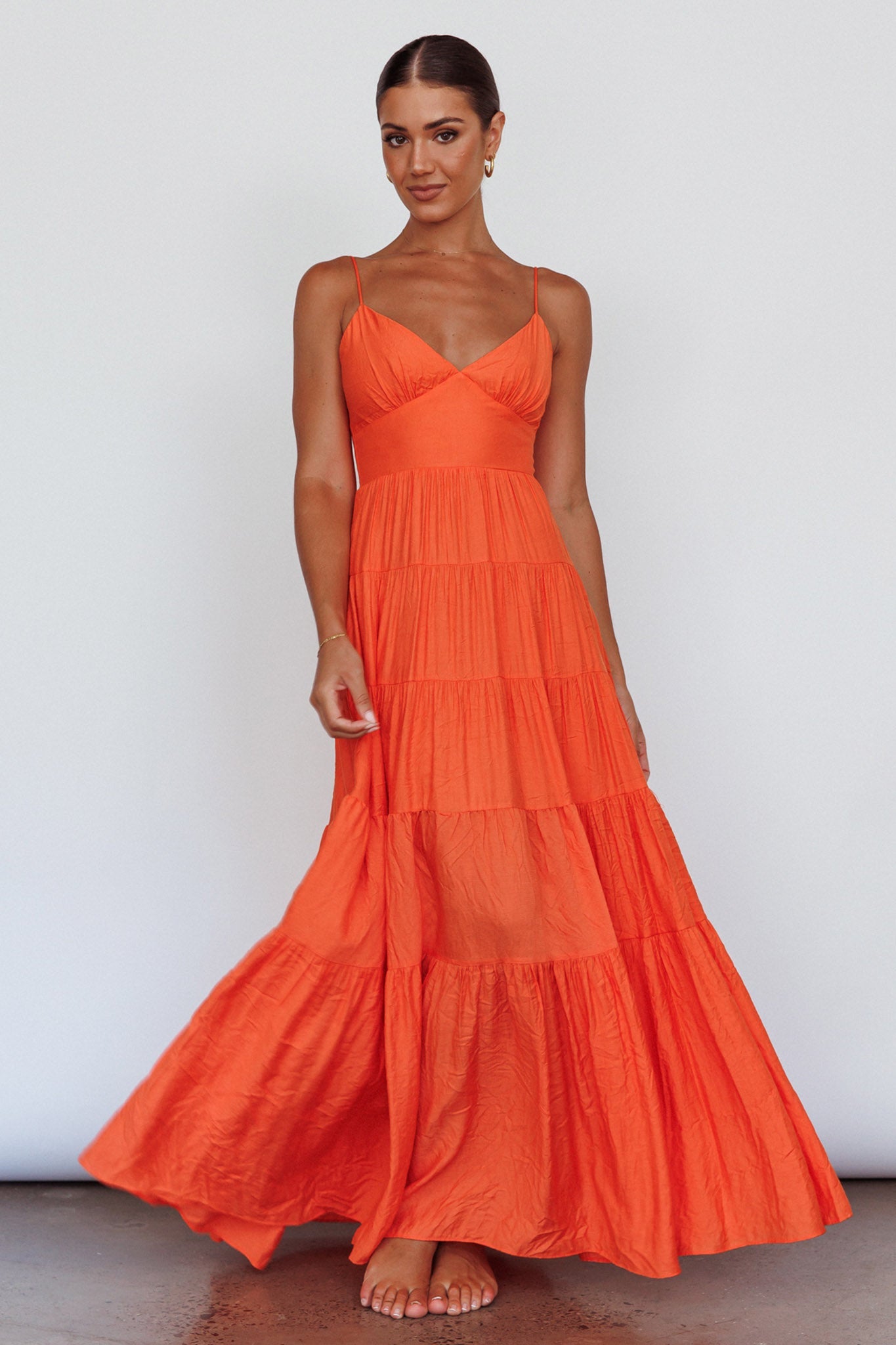 Margot Cami Strap Maxi Dress in Tangerine