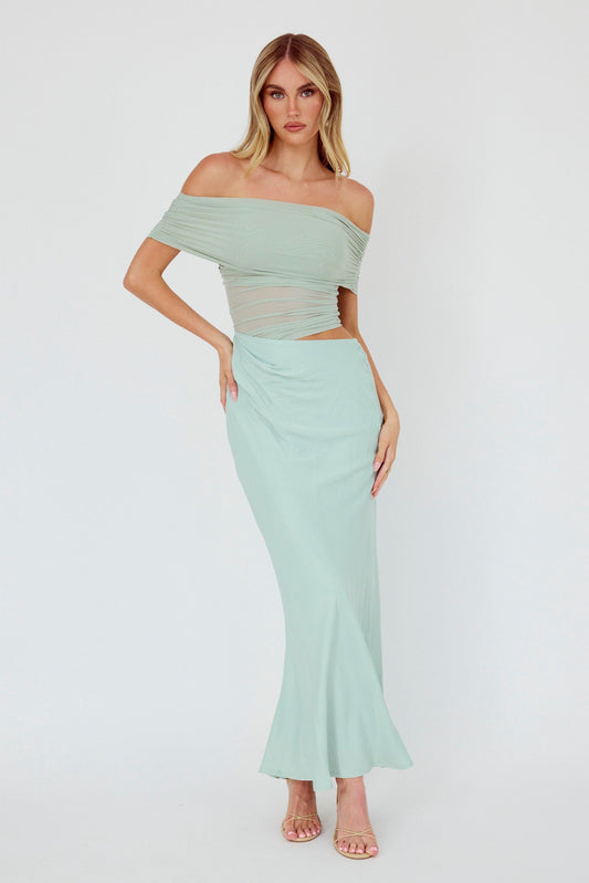Shoulder Midi Dress Sage Lorely Off-Shoulder Midi Dress