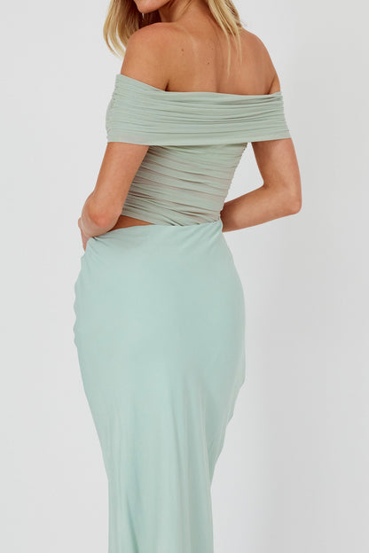 Shoulder Midi Dress Sage Lorely Off-Shoulder Midi Dress