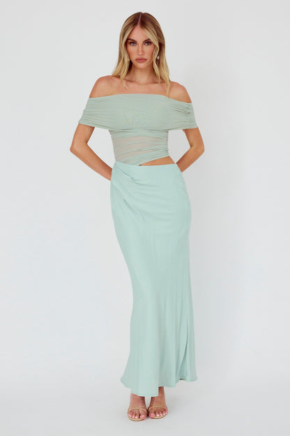 Shoulder Midi Dress Sage Lorely Off-Shoulder Midi Dress