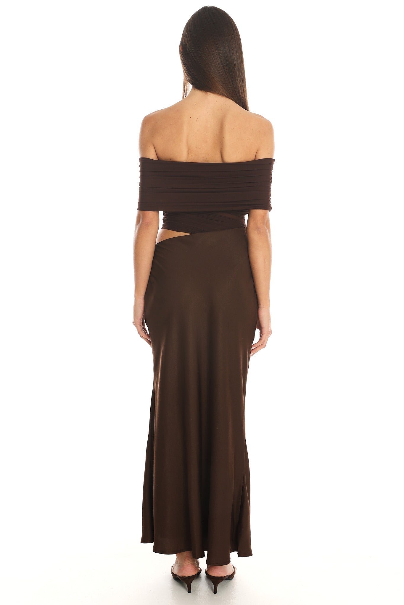 Shoulder Midi Dress Chocolate Lorely Off-Shoulder Midi Dress