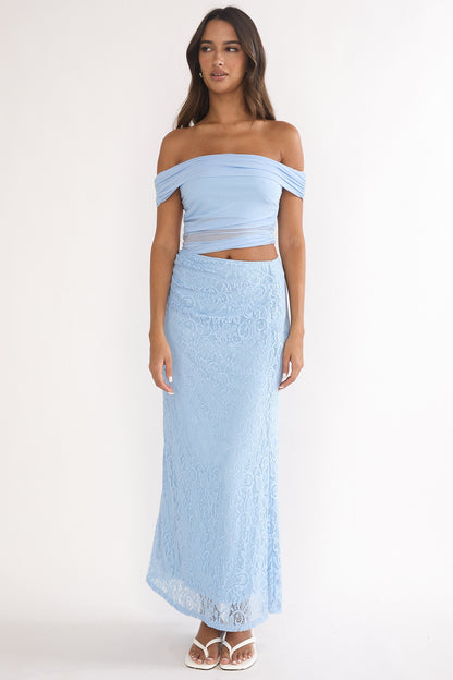 Shoulder Lace Maxi Dress Blue Lorely Off-Shoulder Midi Dress