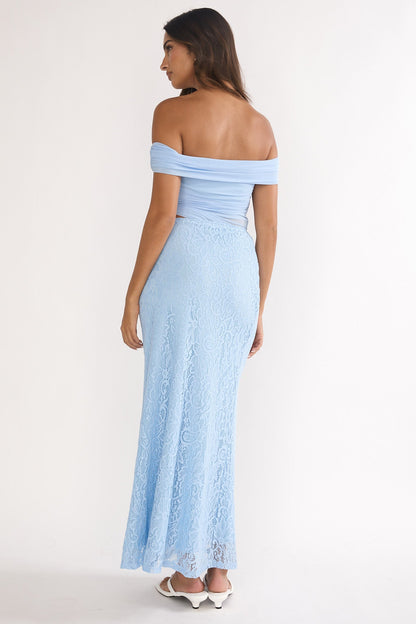 Shoulder Lace Maxi Dress Blue Lorely Off-Shoulder Midi Dress