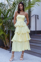 Giavana Strapless Ruffle Midi Dress