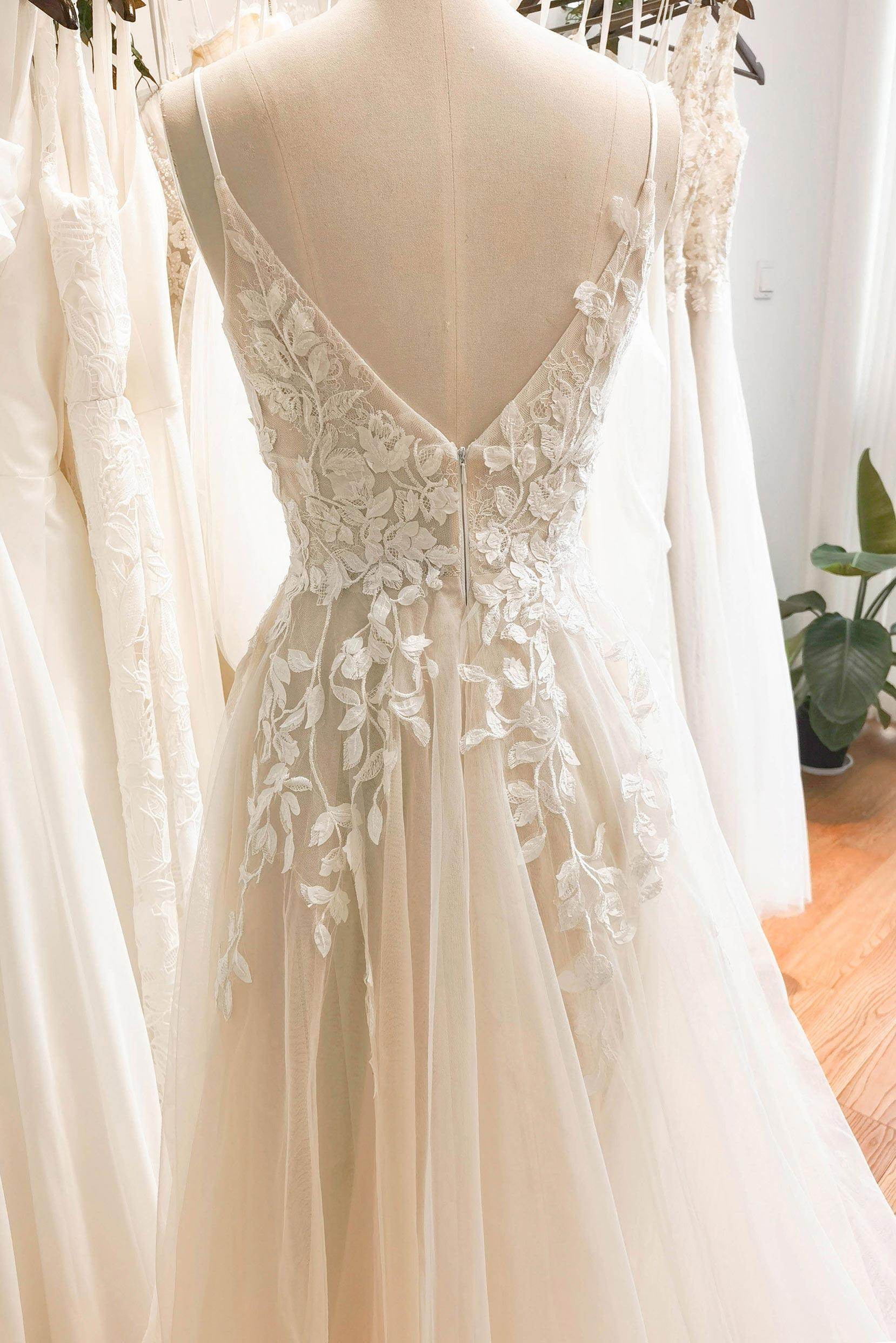 Line Floor Length Lace Tulle Wedding Dress CW3119 Arabella Lace Tea Length Dress