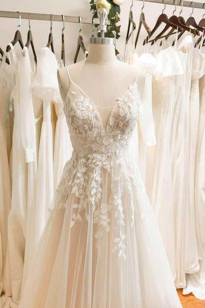 Line Floor Length Lace Tulle Wedding Dress CW3119 Arabella Lace Tea Length Dress