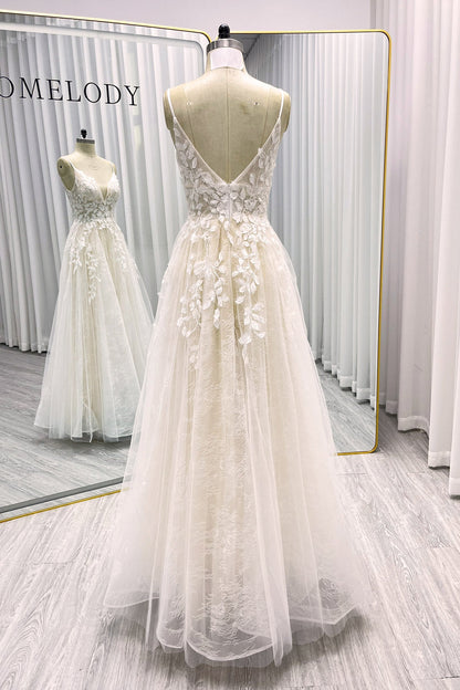 Line Floor Length Lace Tulle Wedding Dress CW3119 Arabella Lace Tea Length Dress