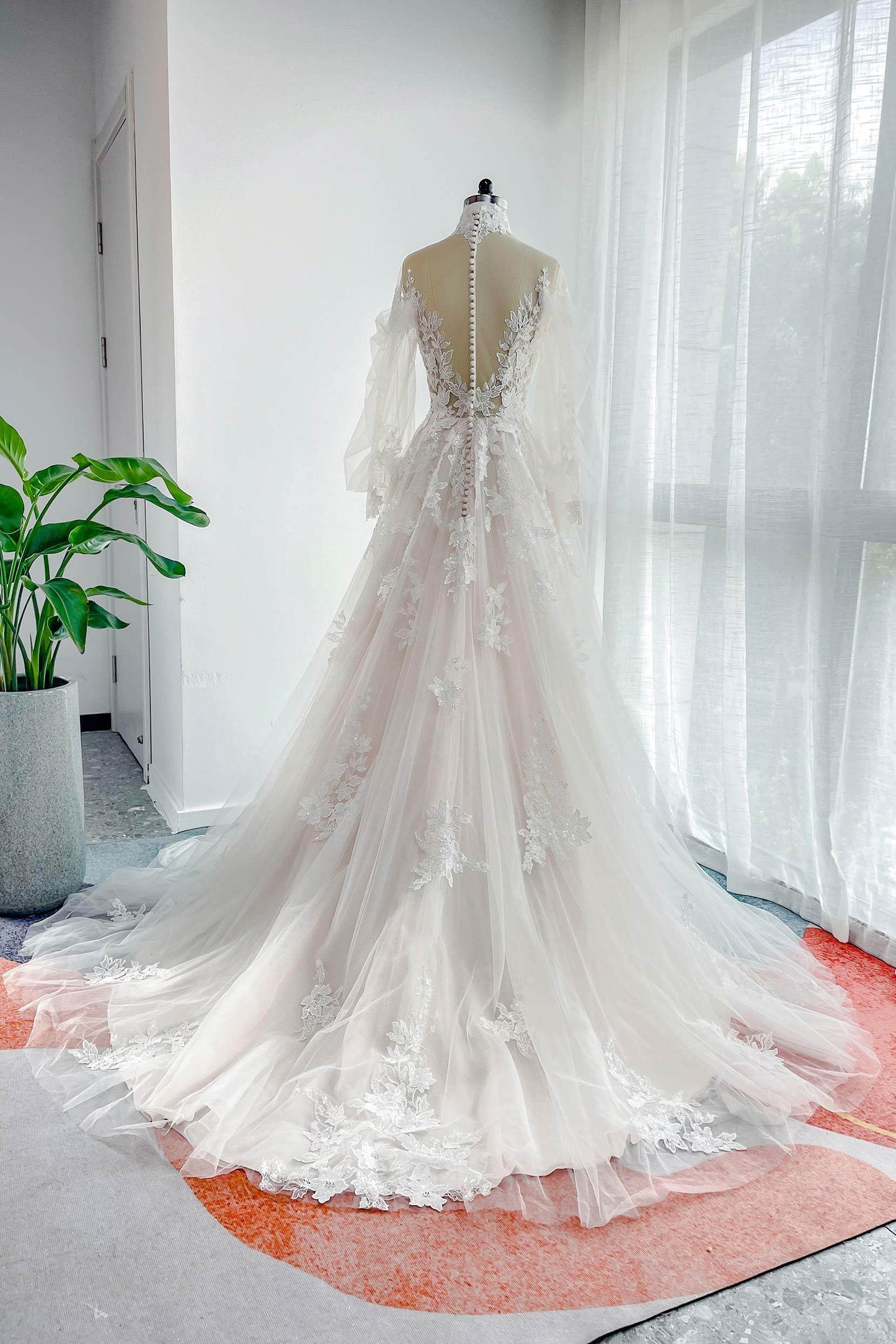 Line Court Train Lace Tulle Wedding Dress CW3156 Arabella Lace Tea Length Dress