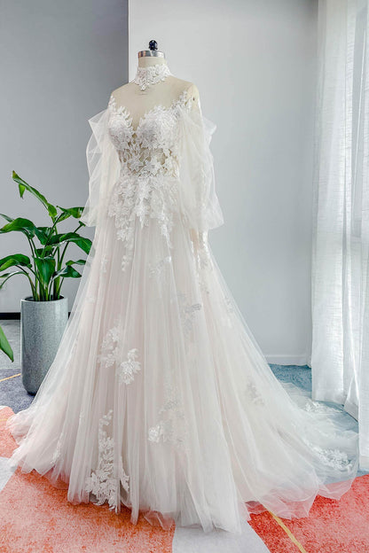 Line Court Train Lace Tulle Wedding Dress CW3156 Arabella Lace Tea Length Dress