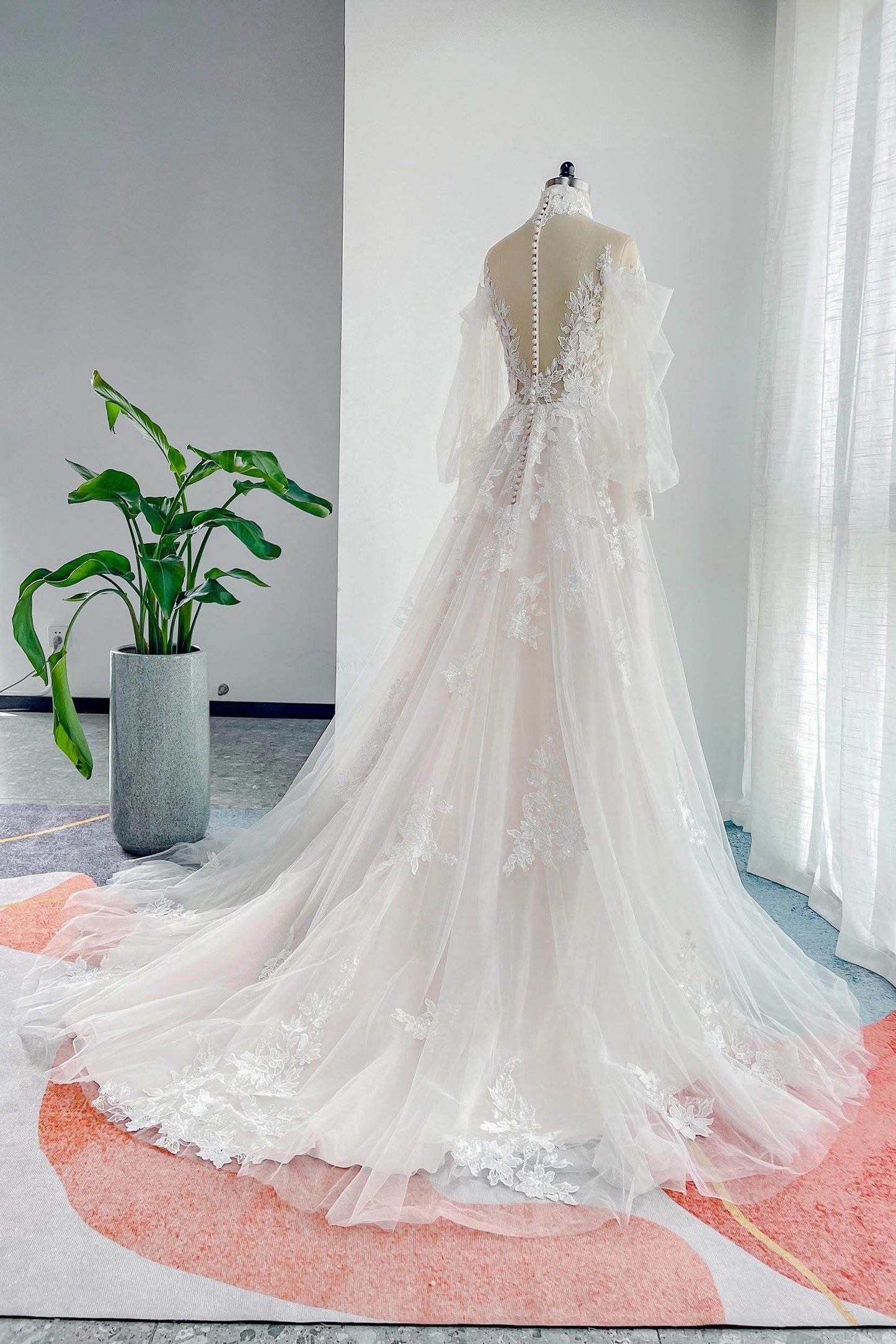 Line Court Train Lace Tulle Wedding Dress CW3156 Arabella Lace Tea Length Dress