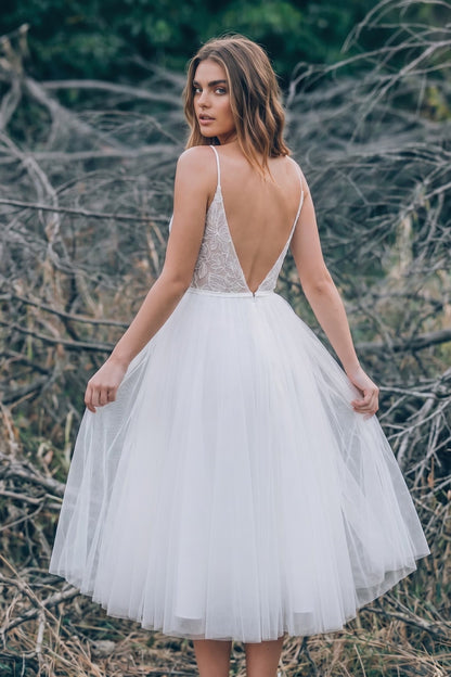 Ivory Delphine Lace Tulle A-Line Wedding Dress
