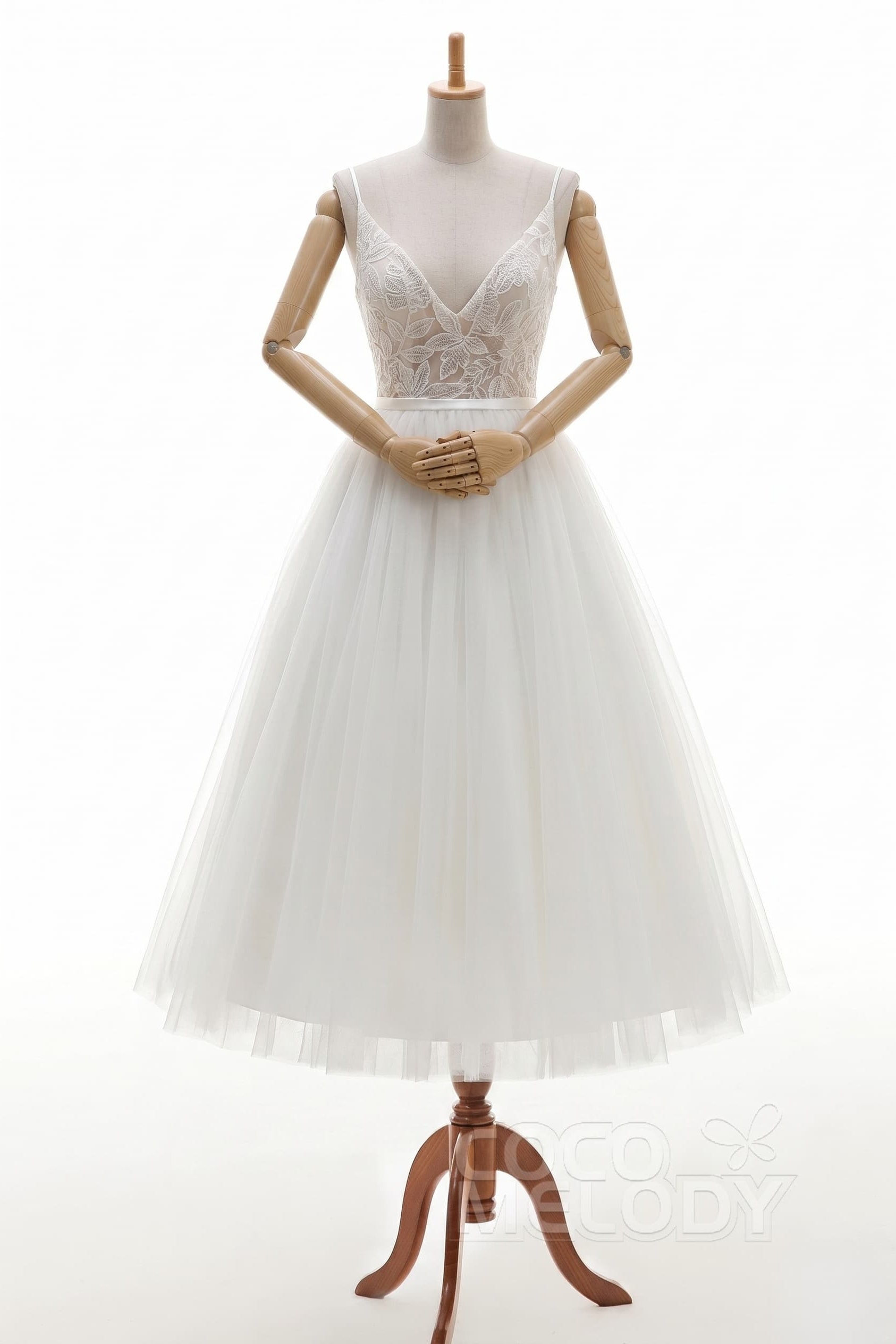 As Picture:Ivory/Nude Delphine Lace Tulle A-Line Wedding Dress