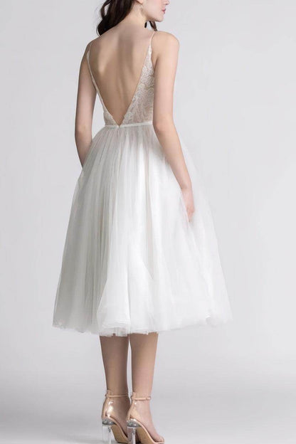 Ivory Delphine Lace Tulle A-Line Wedding Dress