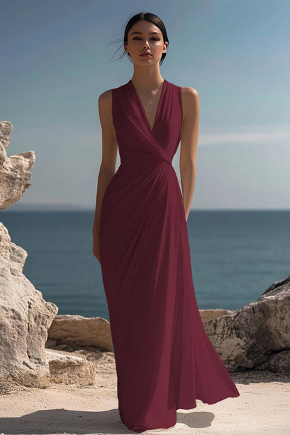 Dusty Rose Arabella Chiffon V-Neck Dress