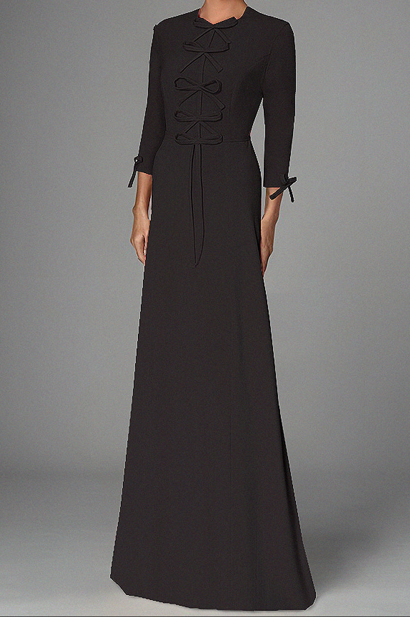 Green Athena Modest Gown with Bow Detail