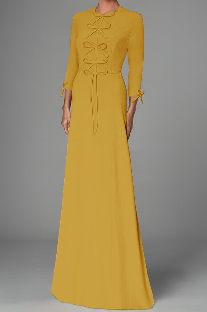 Burgundy Athena Modest Gown with Bow Detail