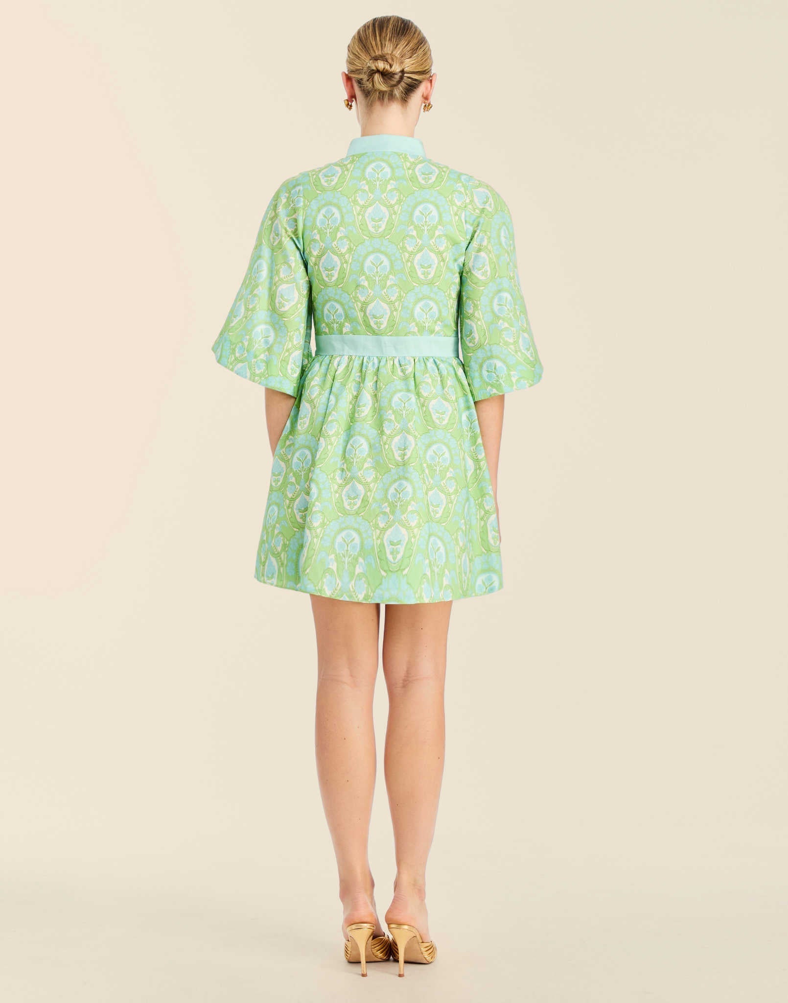 Trellis Verte Carmen Jacquard Mini Dress in Trellis Verte