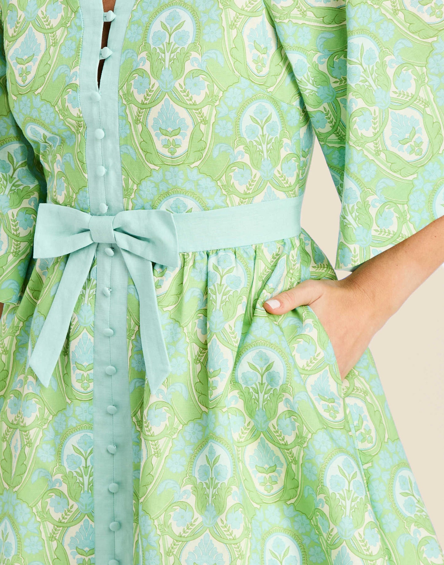 Trellis Verte Carmen Jacquard Mini Dress in Trellis Verte
