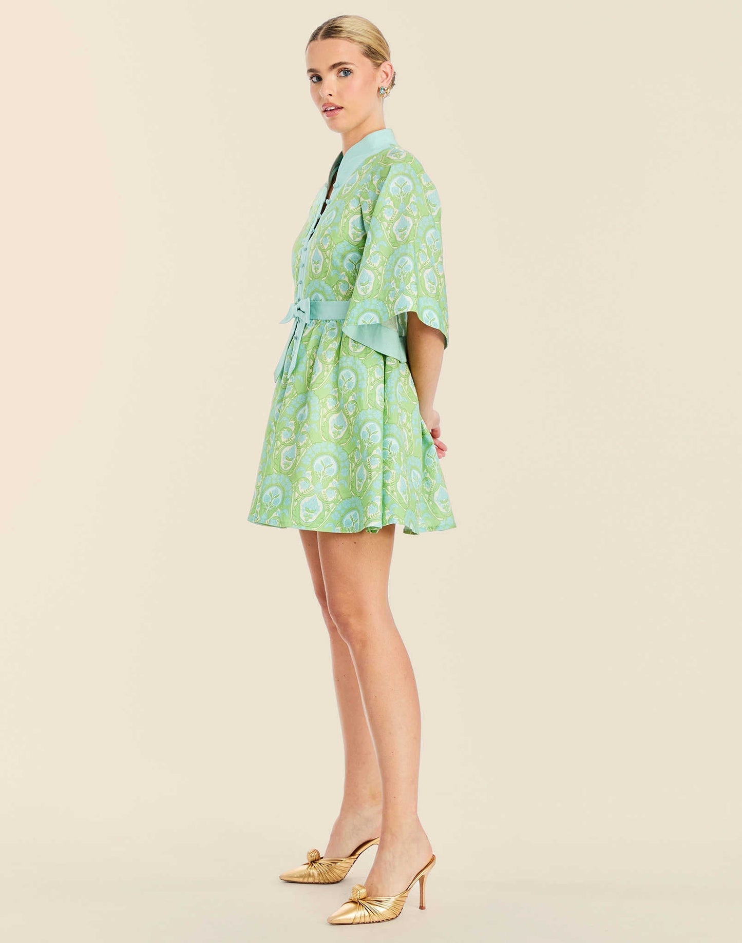 Trellis Verte Carmen Jacquard Mini Dress in Trellis Verte