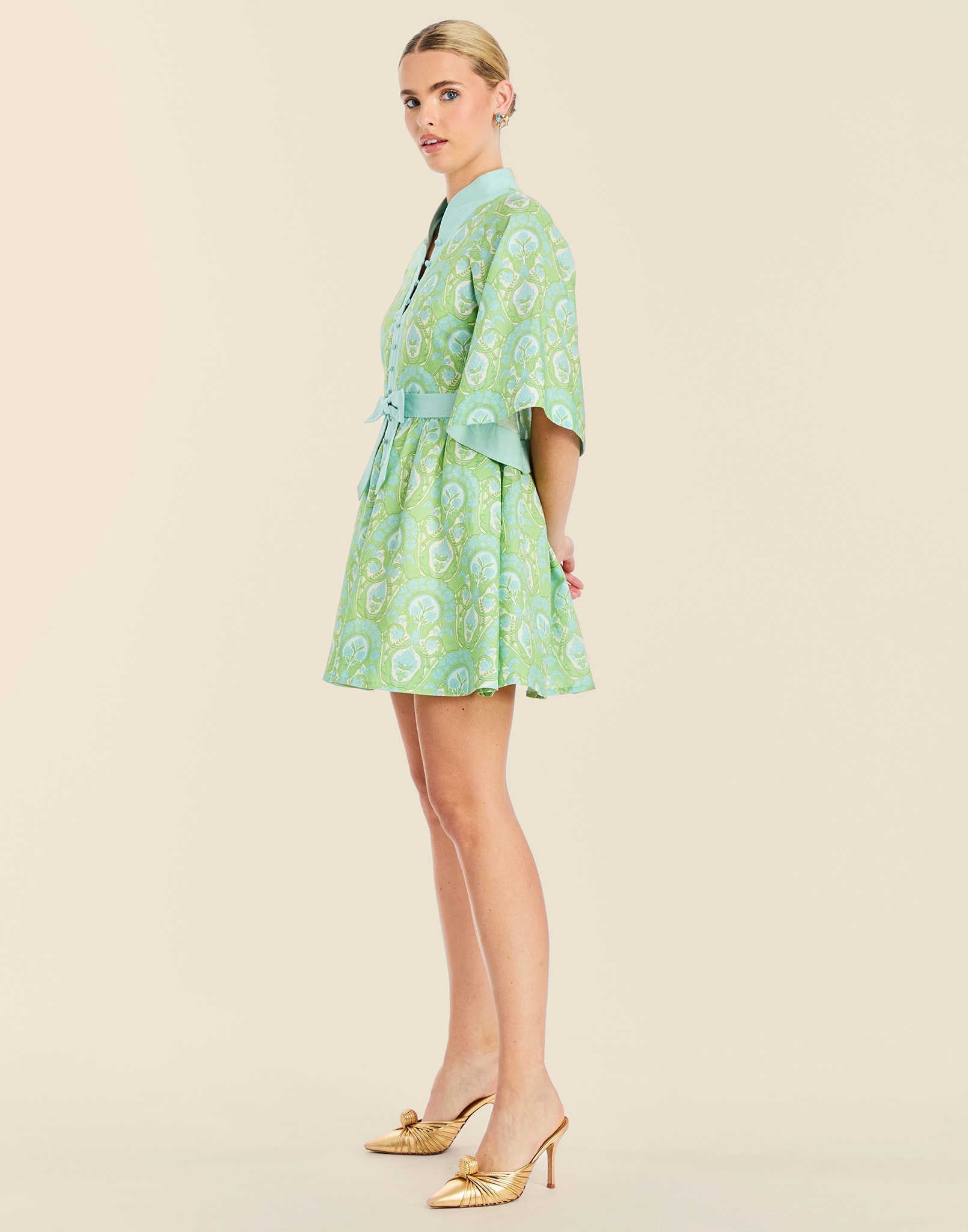 Trellis Verte Carmen Jacquard Mini Dress in Trellis Verte