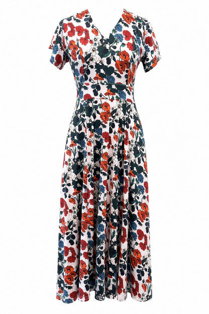 Garden Reverie Cecelia Crimson Midi Dress