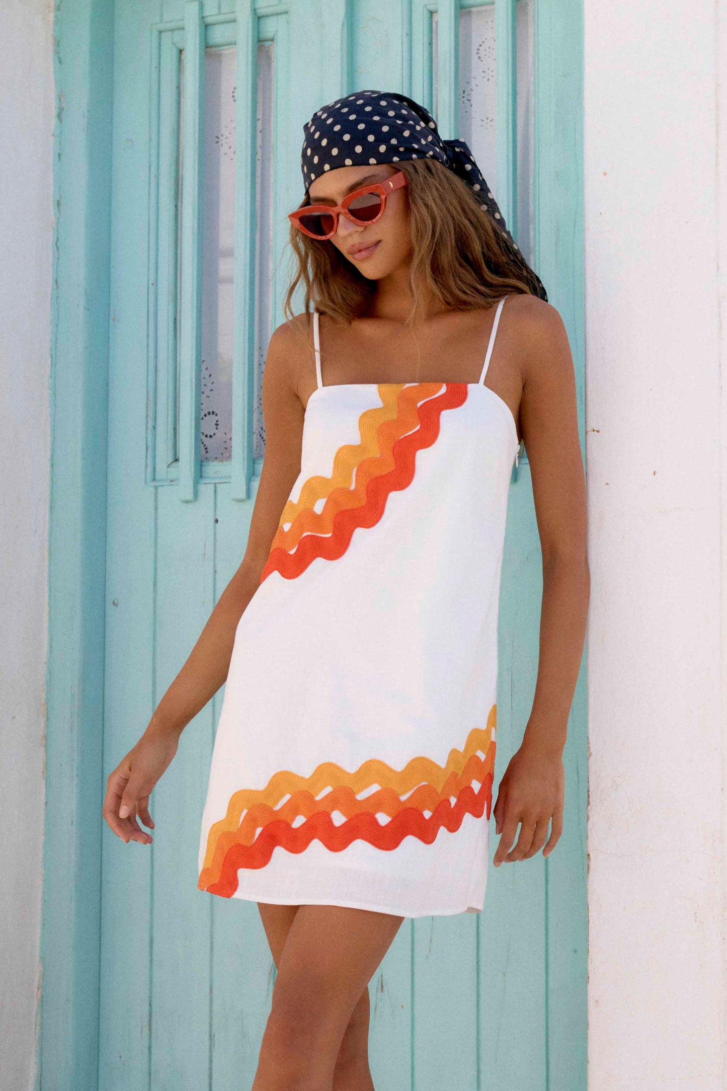 Sunburst Ric Rac Clara Linen Midi Dress