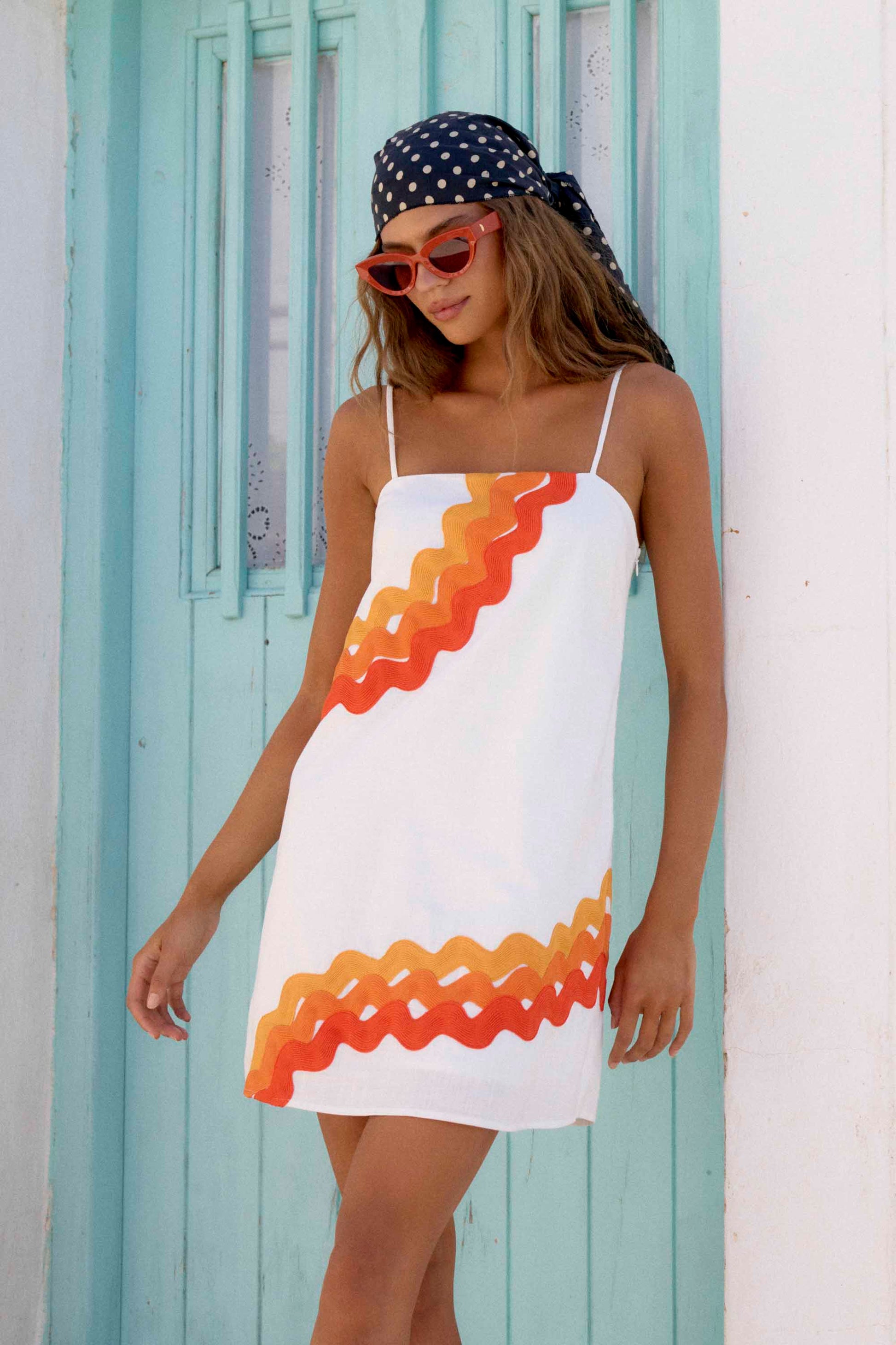 Sunburst Ric Rac Clara Linen Midi Dress
