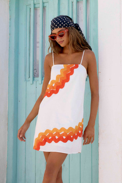 Sunburst Ric Rac Clara Linen Midi Dress